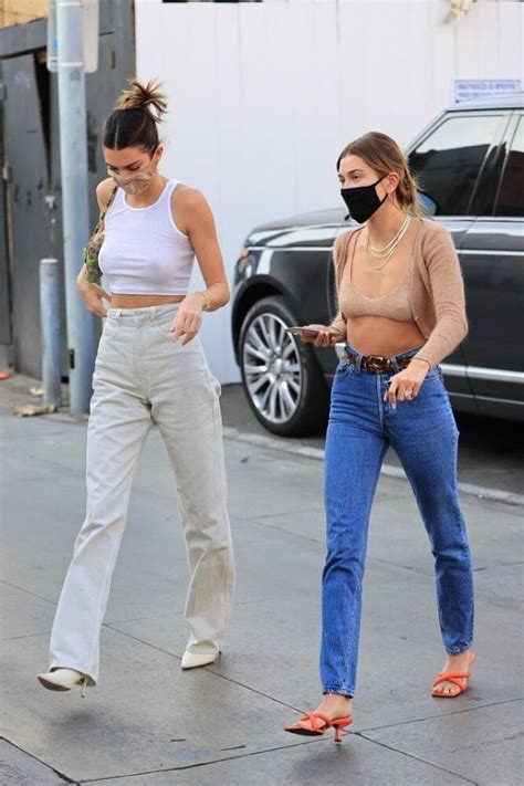 Kendall Jenner And Hailey Baldwin In See Through Tops Photos