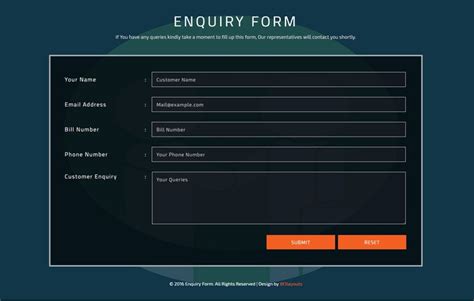 enquiry form template