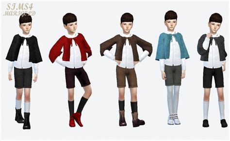 Boy Woolen Shorts And Cape Coat At Marigold Sims 4 Updates