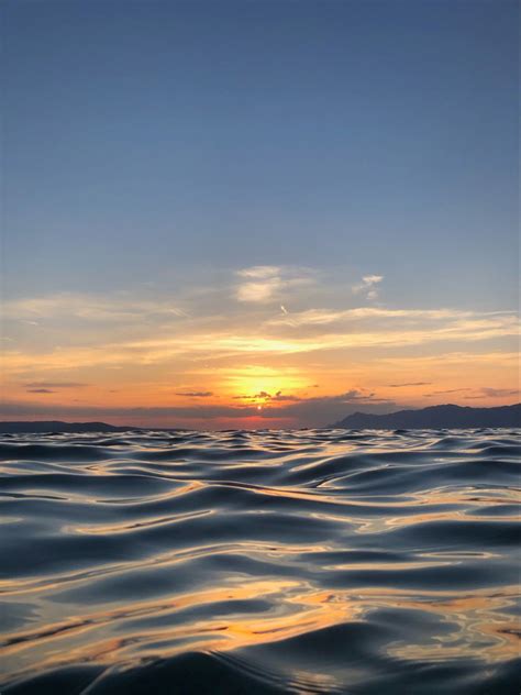Sea Sunset Ocean Wave Aesthetic Photo Photography