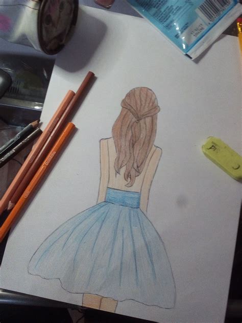 girl szkic proste ołówkiem kredki zneta dziewczyna sukienka dress Disegni facili