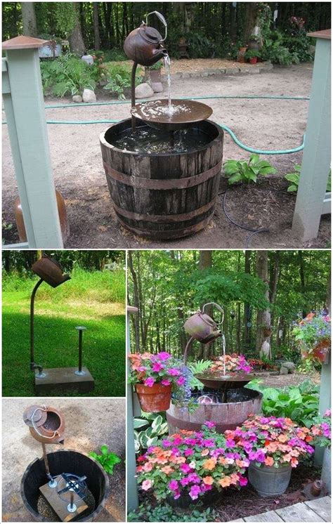 Feeds a tube that flows through a 3 foot high fountain.… … i really like this fountain kit!. This Teapot Wine Barrel Fountain is Simply Amazing