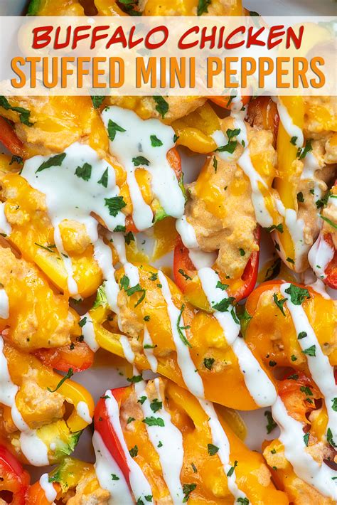Add chicken broth to the pan and mix well. Buffalo Chicken Stuffed Mini Sweet Peppers - crunchy sweet ...