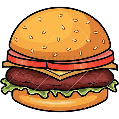 Hamburger With Cheese And Lettuce In 2020 Food Cartoon