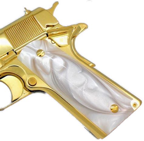 1911 Pearl Grips Fits Gov And Clones White Mother Of Pearl Best 4 Gold