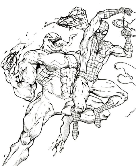 Spiderman vs Venom Coloring Page - Free Printable Coloring Pages for Kids