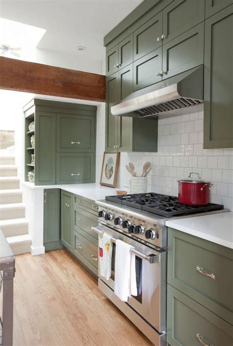 Olive Green Kitchen Cabinets In 2020 Green Kitchen