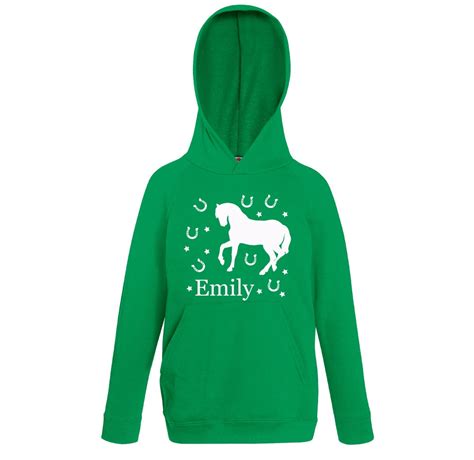 Personalized Horse Hoodie Personalised Name Green From Age 1 Etsy