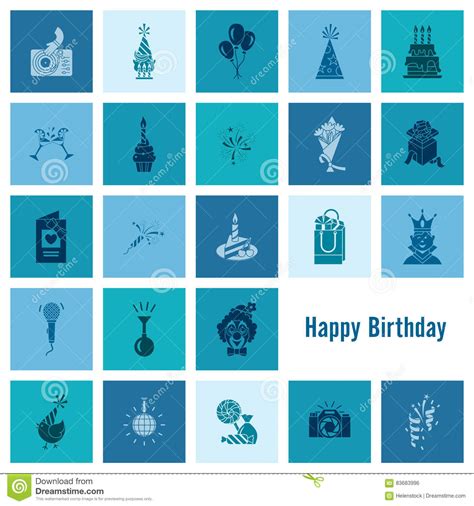 Happy Birthday Icons Set Stock Vector Illustration Of Happy 83683996