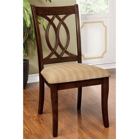 Goddard Transitional Fabric Dining Chairs Brown Cherry Set Of 2