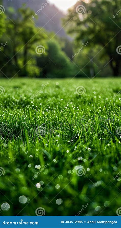 Alpine Serenity Sunlight Bathes Fresh Green Grass In A Meadow Stock
