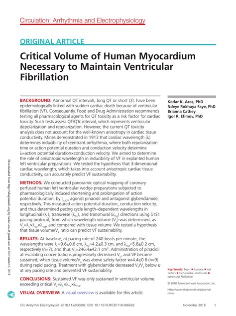 Pdf Critical Volume Of Human Myocardium Necessary To Maintain