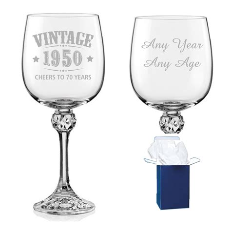 Personalised Engraved Crystal Wine Glass Birthday Ts Etsy