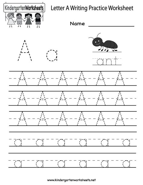 Printable elementary math worksheets, tests, and activities. Kindergarten Letter A Writing Practice Worksheet Printable ...
