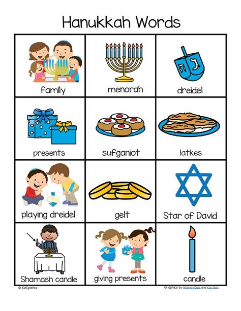 Hanukkah Words And Pictures Vocabulary Printable Distance Learning Free