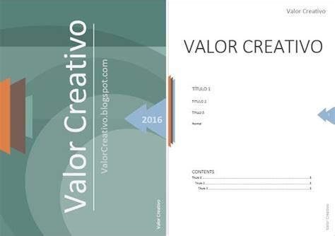 Valor Creativo Plantillas Word 2003 2007 2010 Y 2013 Caratulas