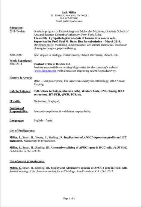 Check spelling or type a new query. Tips for Preparing a CV for Scientists | Student resume ...