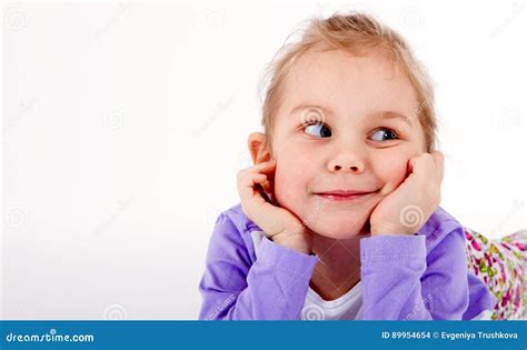 Baby Girl Thoughtfully Hand On Face Stock Photo Image Of Concept
