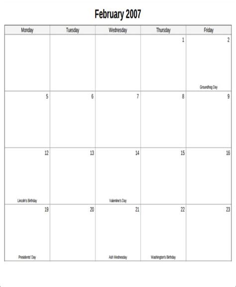 Free 5 Excel Monthly Calendar Samples In Pdf