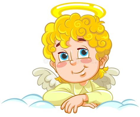 Angel Baby With Crossed Arms On The Cloud Stock Illustration