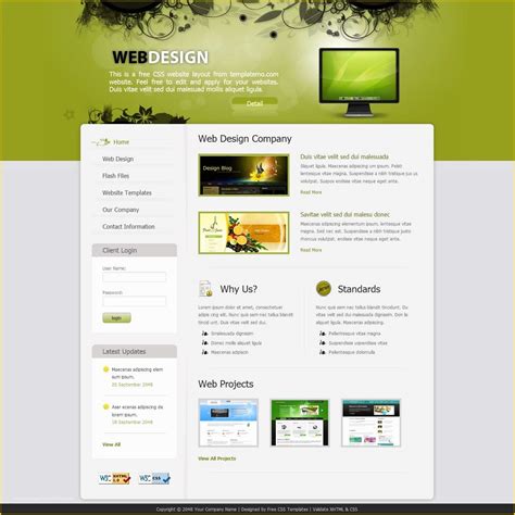 Free Sample Html Web Page Templates Of Latest Free Web Page Templates Psd Css Author