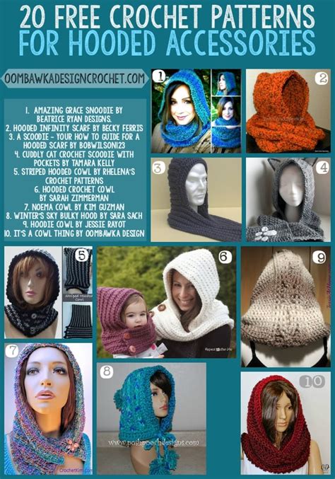 20 Free Patterns For Hooded Scarves And Hooded Cowls Oombawka Design