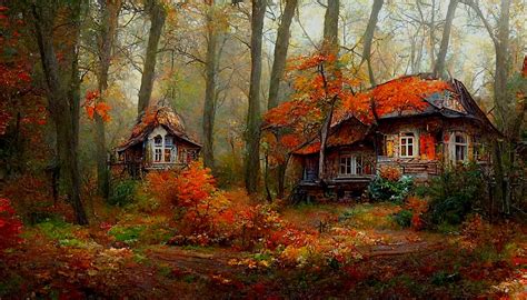 Download Cottage Woods Autumn Royalty Free Stock Illustration Image