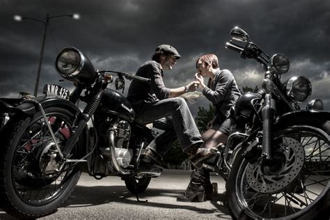 Love This Shot Of A Biker Couple Kicking Back At A Bike Meetup In