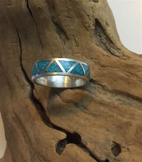 Sterling Silver Turquoise Inlay Band Turquoise Sterling Silver