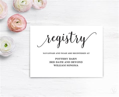 T Registery Card Template Printable Wedding Registry Card Etsy
