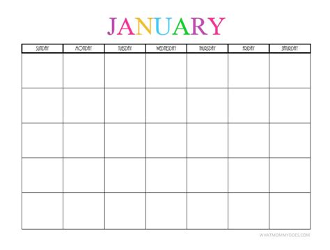 Blank Monthly Calendar 2020 Printable