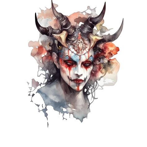 Premium Ai Image Gothic Demon Watercolor Illustration