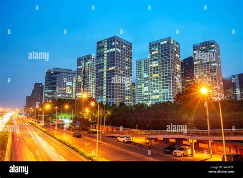 Light Trails On The Street At Beijing Central Business District At