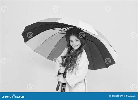 Bright Umbrella Have Fun Kid Girl Happy Hold Colorful Rainbow