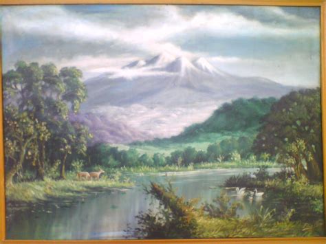 lukisan pemandangan alam menggunakan cat minyak