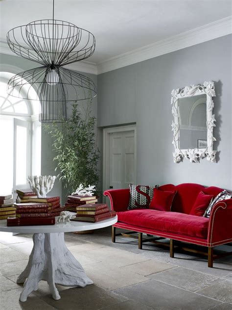 Red Sofas Design Under Modern Style Living Room Combined With White
