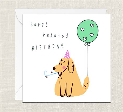 Happy Belated Birthday Greetings Card With Envelope Happy Etsy