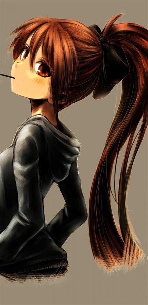 Black hoodie boy with white shoes. Download 1440x2960 Anime Girl, Hoodie, Ponytail, Sweater ...
