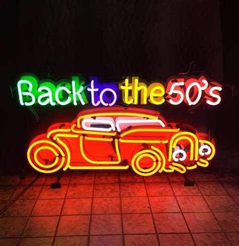 Back To The 50s Hot Rod Neon Sign With Backplate