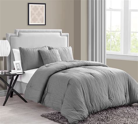 Buy King Size Comforter Sets Online Crinkle 4pc King Comforter Set Grey