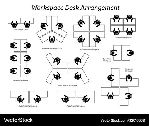 Workspace Desk Arrangement In Office And Company Vector Image