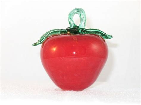 Murano Hand Blown Glass Fruit Red Apple Hand Blown Glass Glass