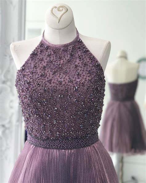 Halter Short Purple Beads Homecoming Dress · Dreamdressy · Online Store