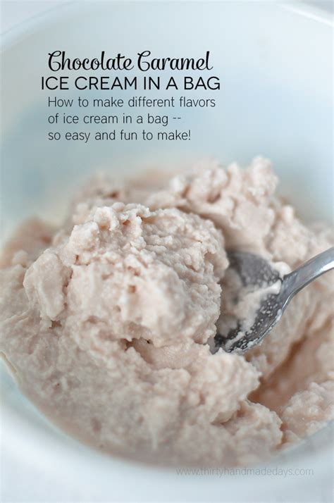 You can make ice cream in a plastic bag as a fun science project. Chocolate Caramel Ice Cream in a Bag