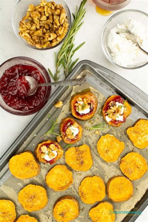 Sweet Potato Appetizer With Cranberry Sauce And Walnuts Eat Mediter