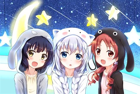 Anime Girls Anime Gochuumon Wa Usagi Desu Ka Jouga Maya Kafuu Chino Natsu Megumi Hoods