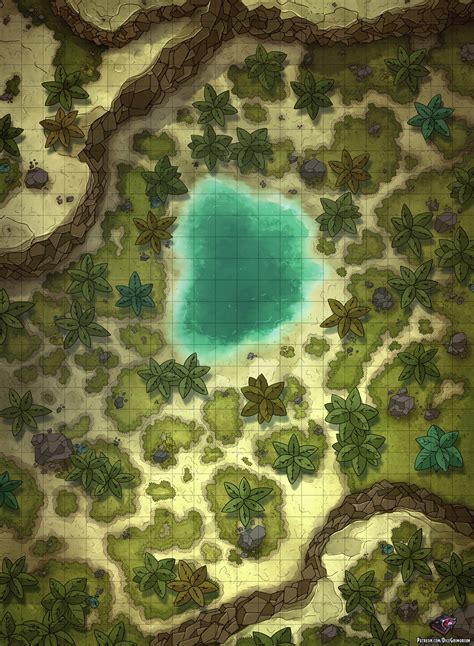 Jungle Lake Battle Map 22x30 Rroll20