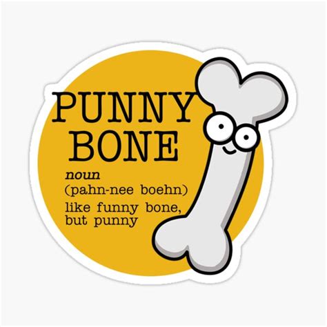 Punny Bone Funny Bone Pun Sticker By Punnybone Redbubble