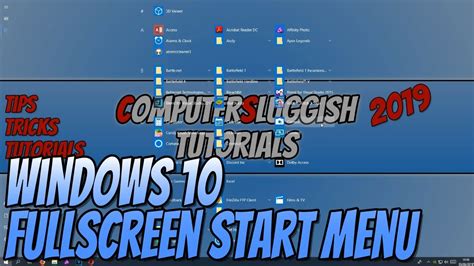 How To Make The Start Menu Full Screen In Windows 10 Tutorial Youtube