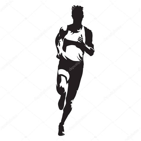 Running Man Front View Vector Silhouette — Stock Vector © Msanca
